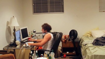 It irritates and destroys the computer with a samurai sword