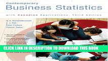New Book Contemporary Business Statistics with Canadian Applications, Third Canadian Edition (3rd