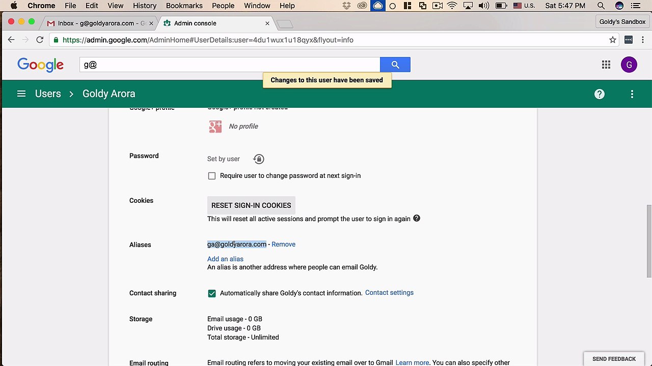 Google Apps Email Alias