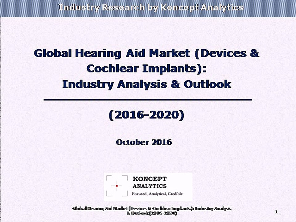 Global Hearing Aid Market (Devices & Cochlear Implants): Industry Analysis & Outlook (2016-2020)
