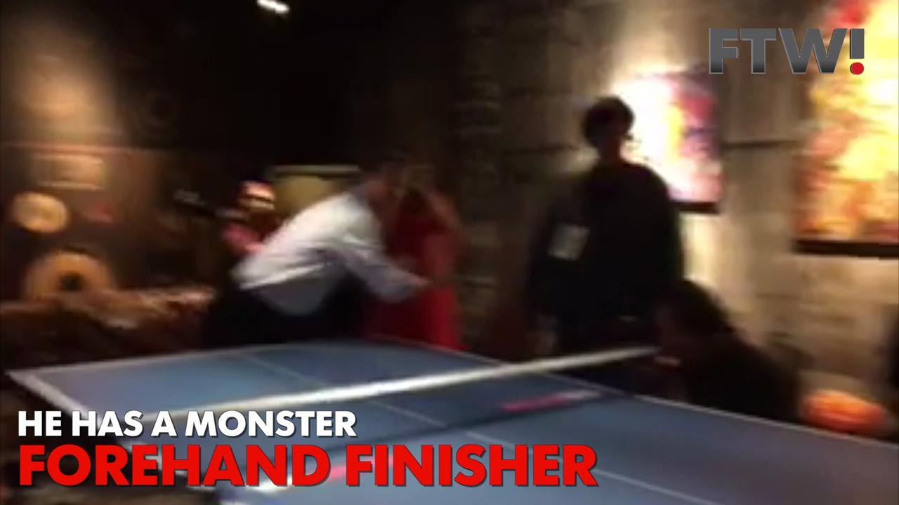 Roger Goodell and Brandon Marshall square off in ping-pong