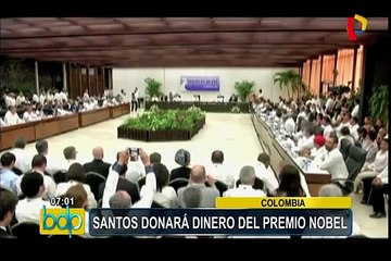 Colombia: Santos donará dinero del premio Nobel