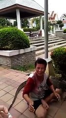 Cette femme fait un câlin à un énorme lézard dans la rue !