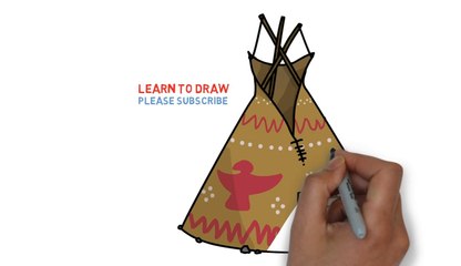 Easy Step For Kids How To Draw a American Indian Wigwam