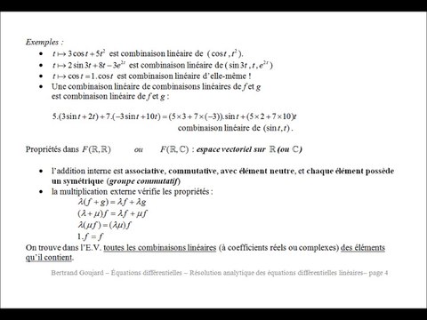Équations différentielles D1 : D) Résolution analytique des ED linéaires 1ère partie