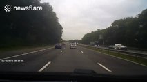Ford Fiesta driver spins out on motorway and has a lucky escape