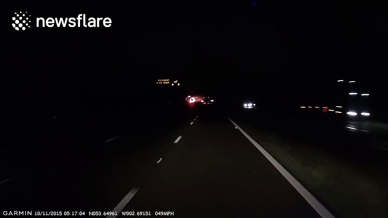 Shocking lorry tyre explosion caught on camera