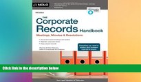Must Have  The Corporate Records Handbook: Meetings, Minutes   Resolutions  READ Ebook Full Ebook