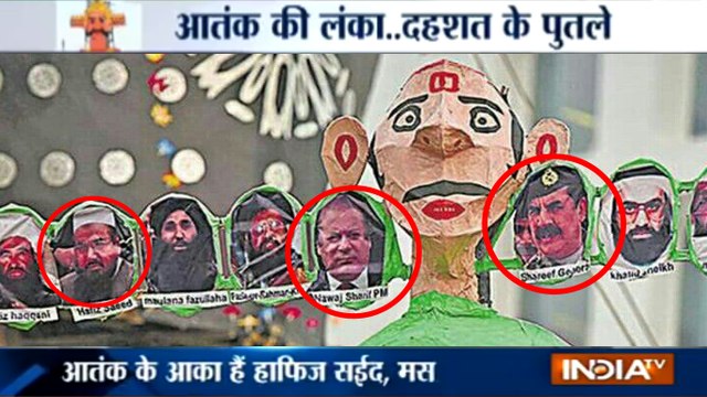 Nawaz Sharif, Raheel Sharif & Hafiz Saeed show as 'Ravan' in India