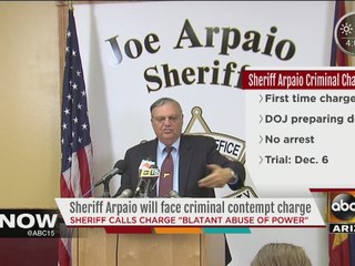 Sheriff Joe Arpaio to face criminal charge