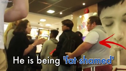 Fighting Scene Between a Girl and a Man With Fat Body