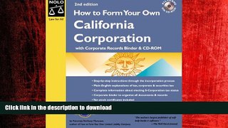FAVORIT BOOK How to Form Your Own California Corporation: With Corporate Records Binder   CD-ROM