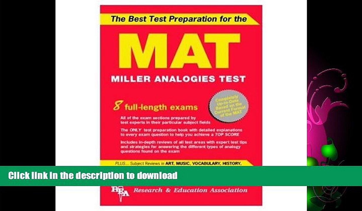 READ BOOK  MAT -- The Best Test Preparation for the Miller Analogies Test (Miller Analogies Test