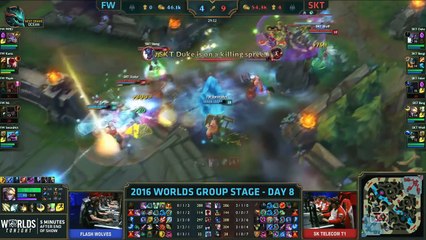 Flash Wolves vs SK Telecom T1 Highlights, S6 World Championship 2016 Day 8 Group B, SKT vs FW