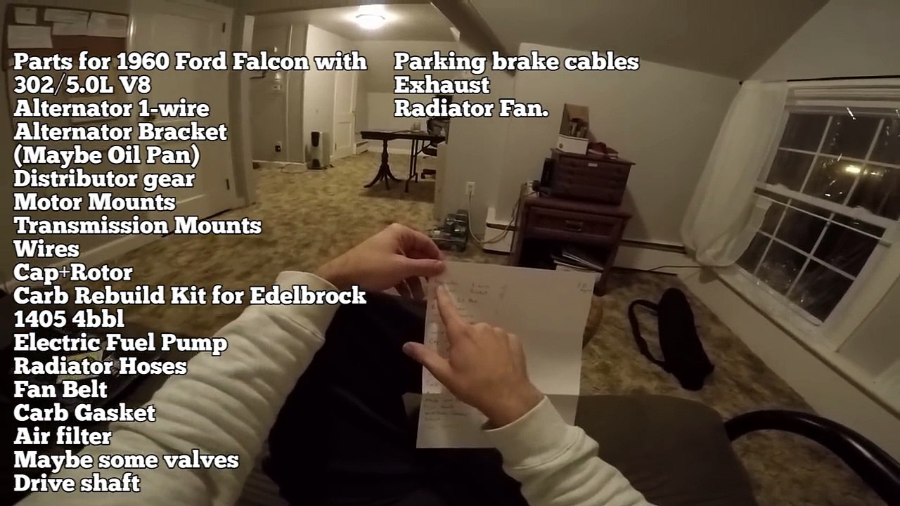 Parts list for 1960 Ford Falcon with 302/5.0L V8