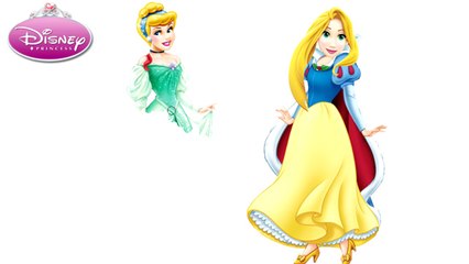 Disney Princess RAIPONCE CINDERELLA Transform into SNOW WHITE LITTLE MERMAID dress up Coloring games