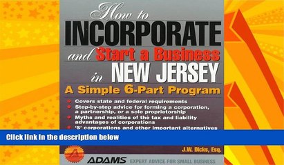 READ book  How to Incorporate and Start a Business in New Jersey: A Simple 9 Part Program (How to