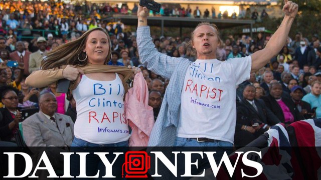 President Obama Shuts Down Disruptive Protesters Accusing Bill Clinton Of Rape