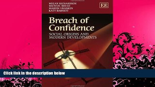FAVORITE BOOK  Breach of Confidence: Social Origins and Modern Developments