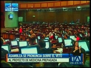 Asamblea se pronuncia sobre el veto a Proyecto de Medicina Prepagada