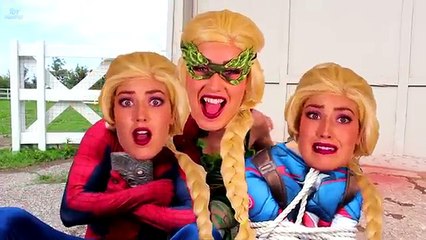 Frozen Elsa SUPERHEROES vs VILLAINS! w_ Spiderman Bad Baby Maleficent Joker Spidergirl! Funny Video