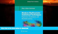 READ BOOK  Modern Multivariate Statistical Techniques: Regression, Classification, and Manifold