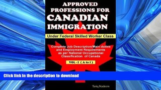FAVORIT BOOK Approved Professions for Canadian Immigration Vol.1 ( A to I) Under Federal Skilled
