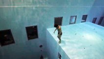 Guillaume Néry playing at NEMO 33, deepest swimming pool in the world