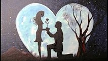 Moon is my heart for you – Acrylic on Canvas - Tutorial for Beginners