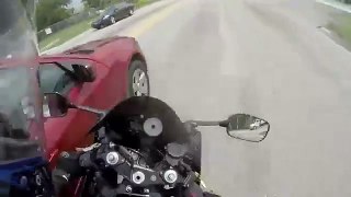 Bad Road Rage Car Tries To Ram Motorcycle