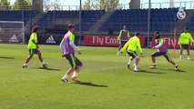 Cristiano Ronaldo completed Monday's training session with the group...