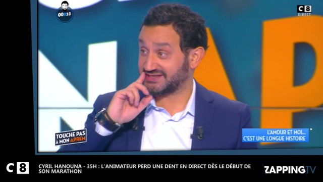 Cyril Hanouna - 35H : L'animateur perd une dent en direct dès le début de son marathon