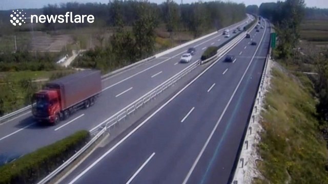 Car overtaking on motorway causes crash