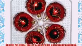 Kugeln rot glanz/matt 5 StÃ¼ck d 5cm Christbaumschmuck Weihnachtsschmuck mundgeblasenhanddekoriert