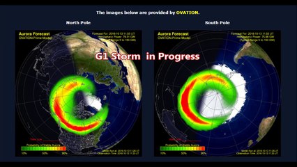 SOLAR STORM WARNING G1 Storm in Progress G3 (STRONG) WATCH in Effect for Oct. 14.