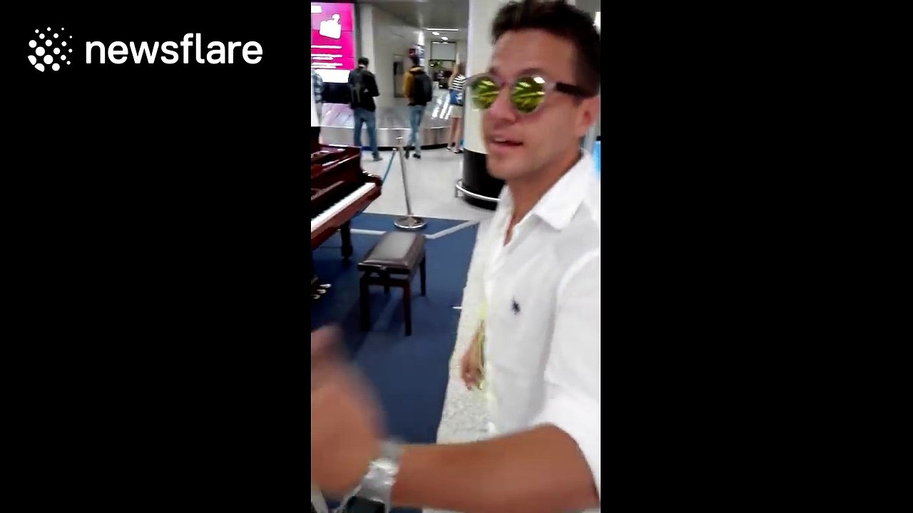 Musician impresses airport passengers with incredible public piano display