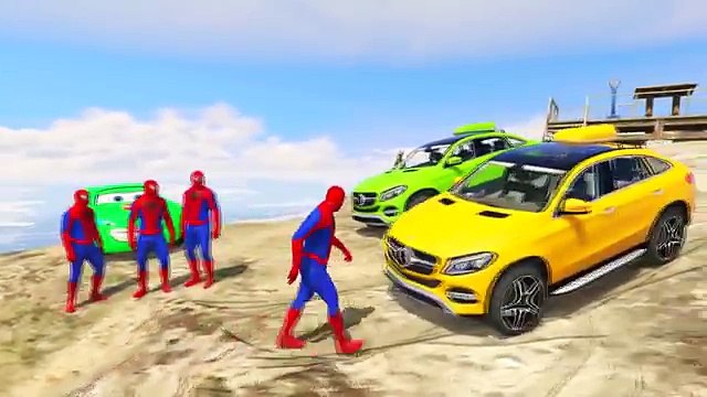 Человек Паук и Молния Маквин Смешные Джипы Детские Мультики с Машинками и Музыкой