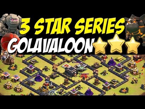 3 Star Series: Golavaloon TH9 Attack Strategy (Lightning+Earthquake Spells) | Clash of Clans