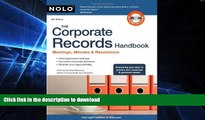 EBOOK ONLINE  The Corporate Records Handbook: Meetings, Minutes   Resolutions  GET PDF