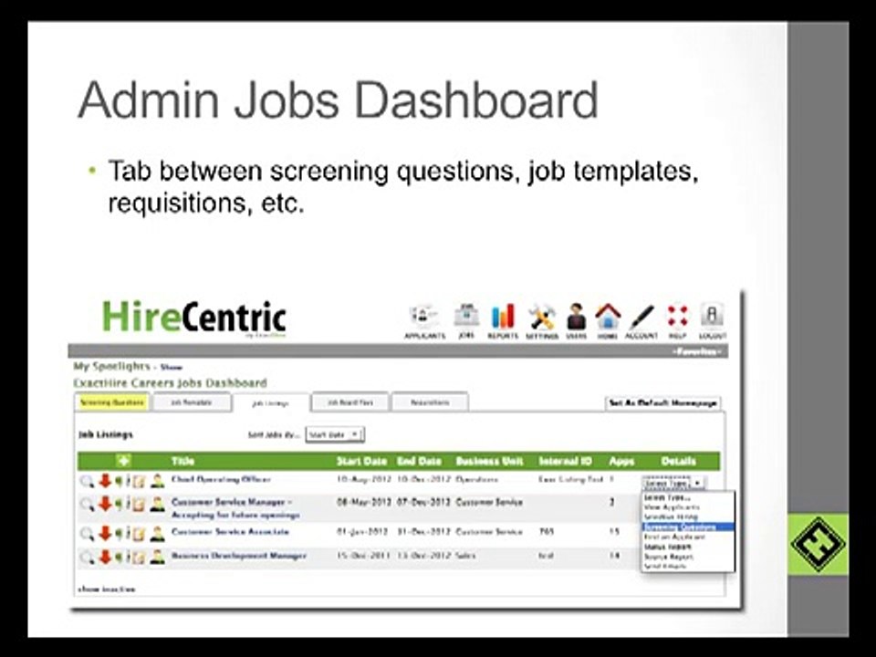 HireCentric Applicant Tracking Software Video  ExactHire