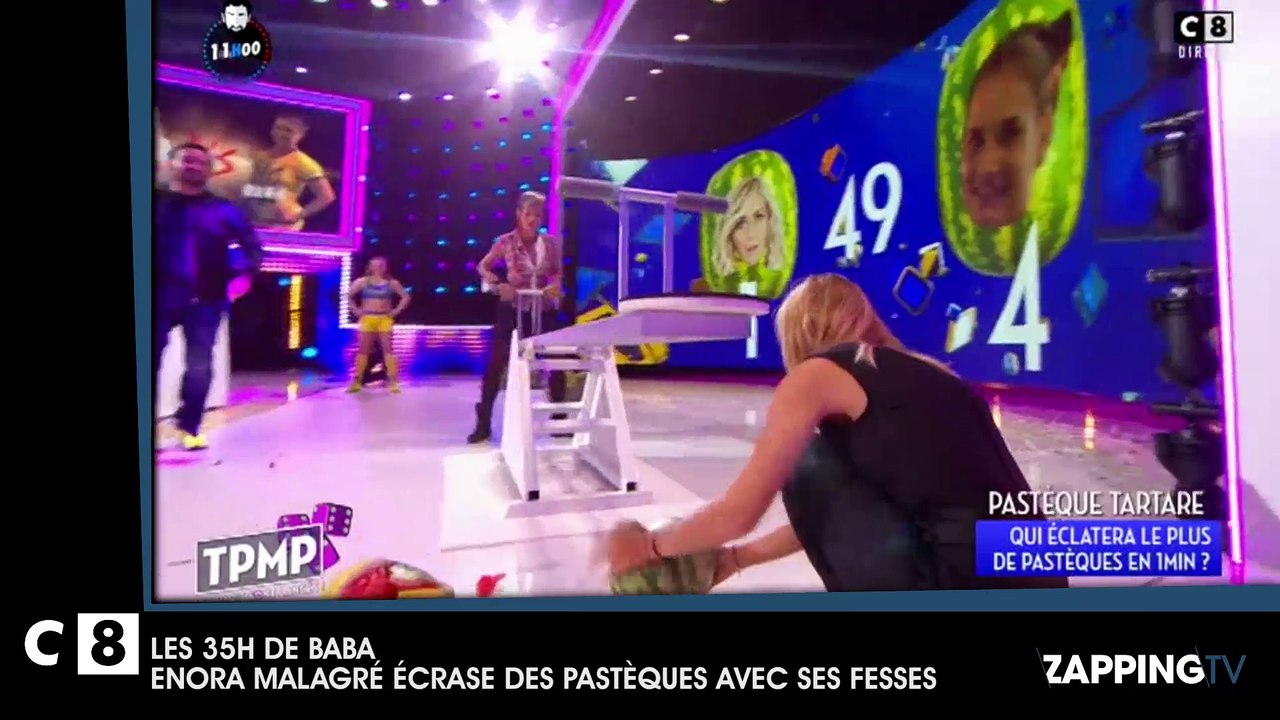 Enora Malagré écrase des pastèques avec ses fesses (vidéo)
