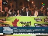 Peruanos marchan para rechazar el acuerdo TPP