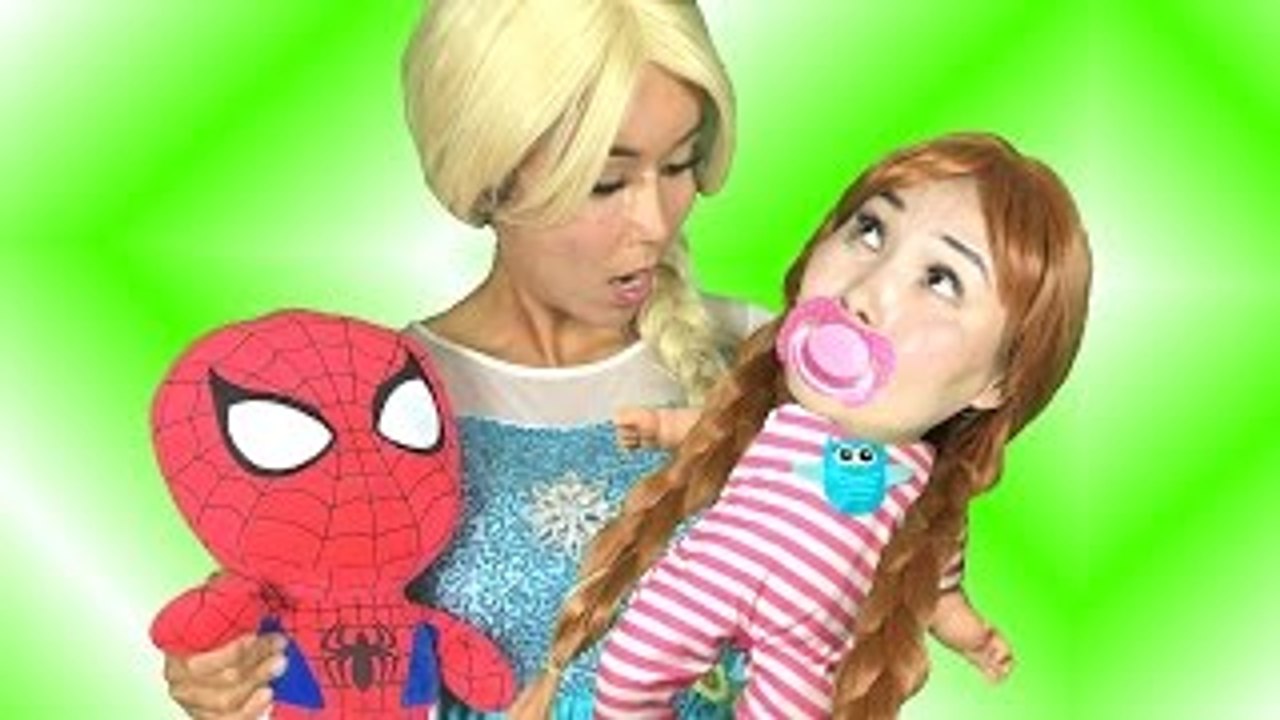 Frozen Anna becomes Doll w/ Frozen Elsa, Elsa Baby, Spiderman Funny superhero video
