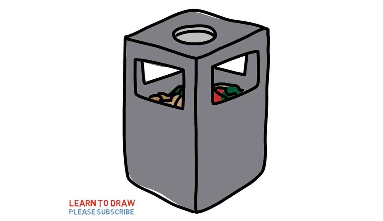 Easy Step For Kids How To Draw a Trash Can