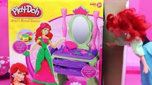 Play Doh Ariel Barbie by DisneyCarToys and Frozen Elsa Brunette Dress Glam Bed and Little Mermaid