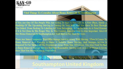 Vital Things to Consider about Home Removals in Southampton