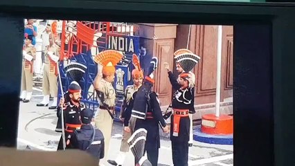 Indian Soldier Again Fall down During Parade At Wagah Border