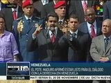 Venezuela: reitera Maduro disposición al diálogo con oposición