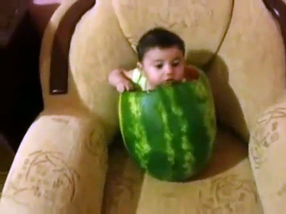 Baby Eating Watermelon From Inside