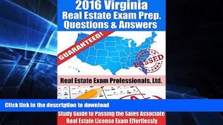 FAVORITE BOOK  2016 Virginia Real Estate Exam Prep Questions and Answers: Study Guide to Passing